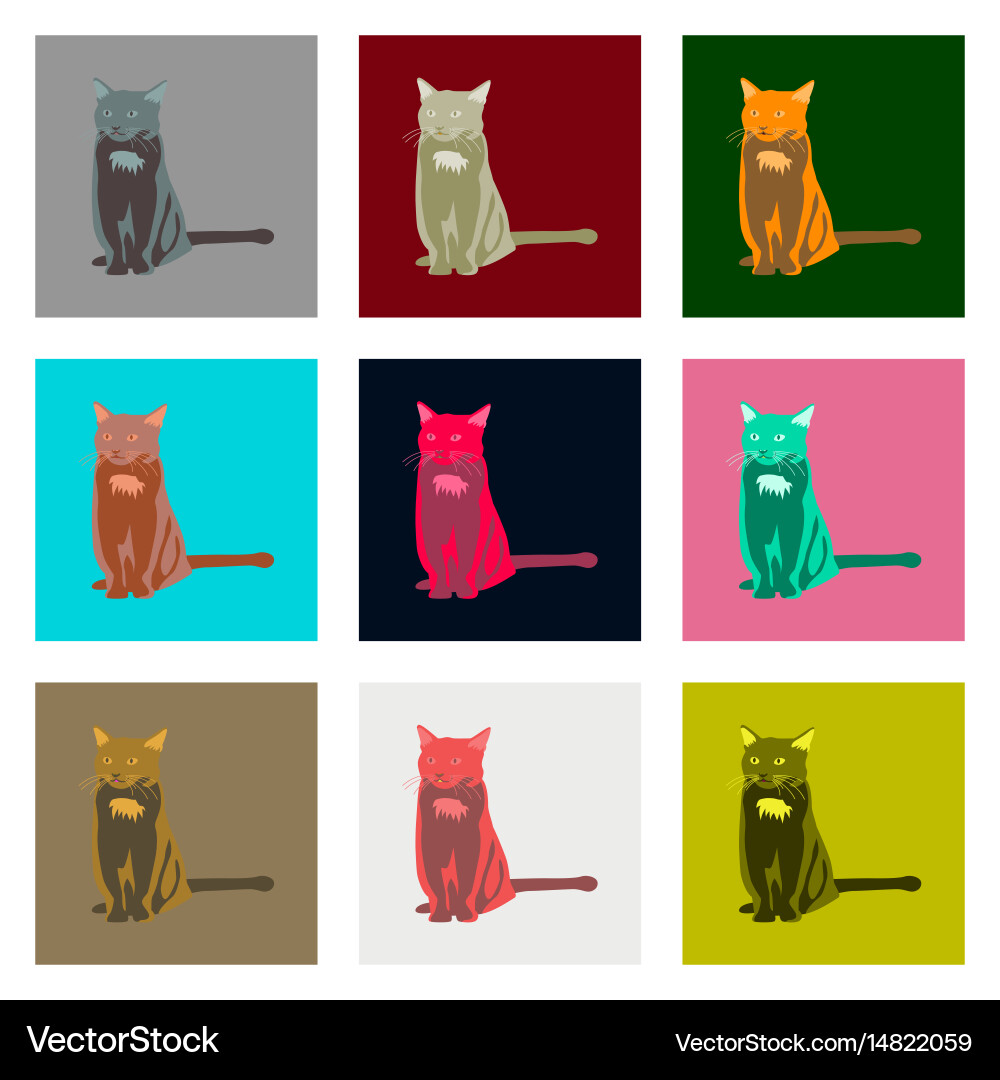 Set of in flat style cat vector image
