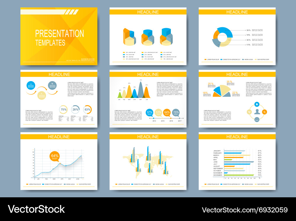 Set of template for presentation slides vector image