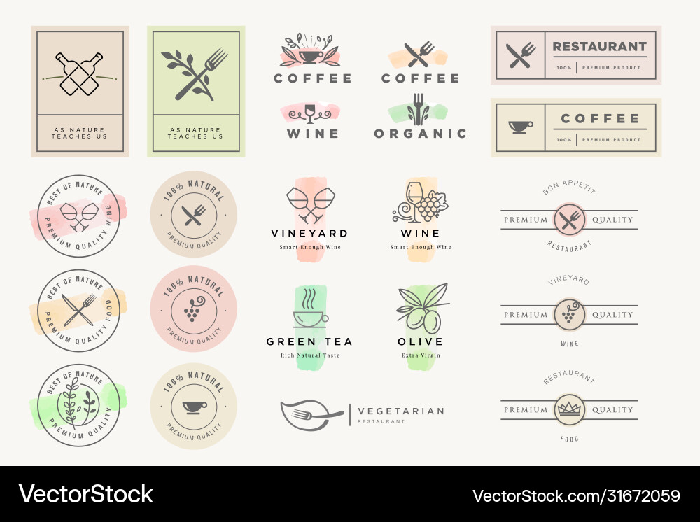 Set stickers and labels for food drink Set stickers and labels for food drink vector image
