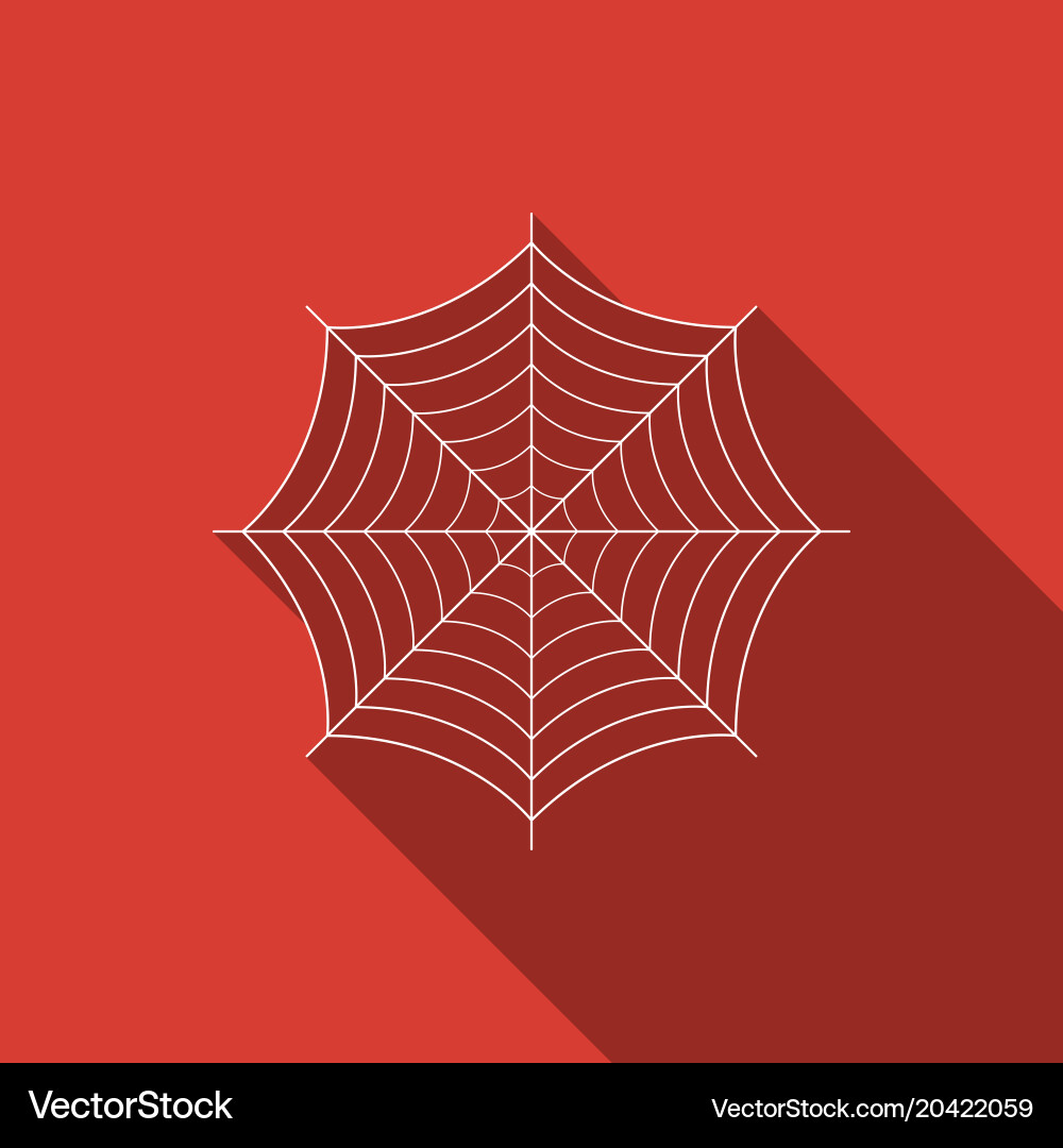 Spider web icon with long shadow cobweb sign Vector Image