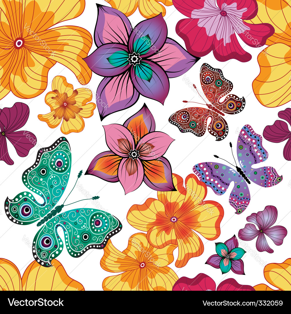 Spring repeating floral pattern vector image