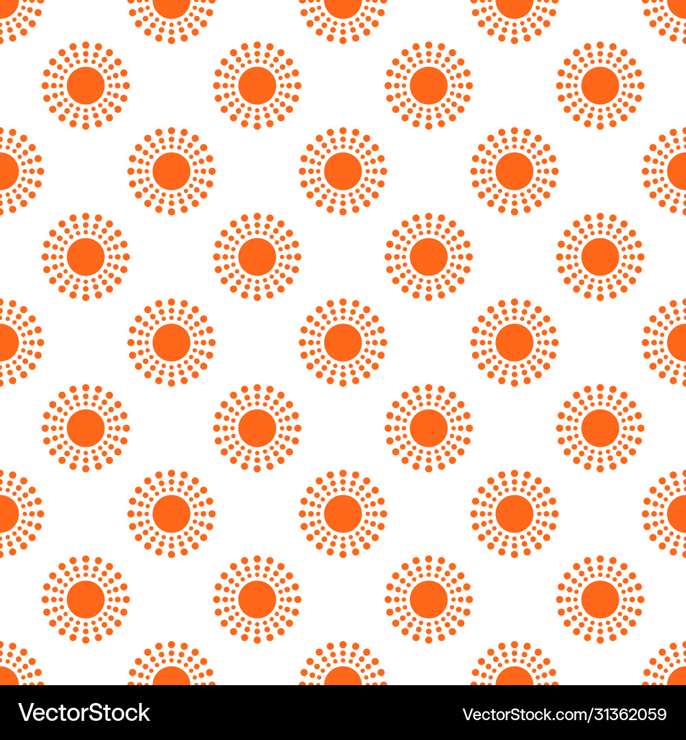 Sun with rays circles seamless pattern isolated vector image