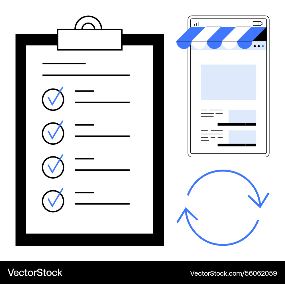 Task checklist e-commerce storefront and refresh Task checklist e-commerce storefront and refresh vector image