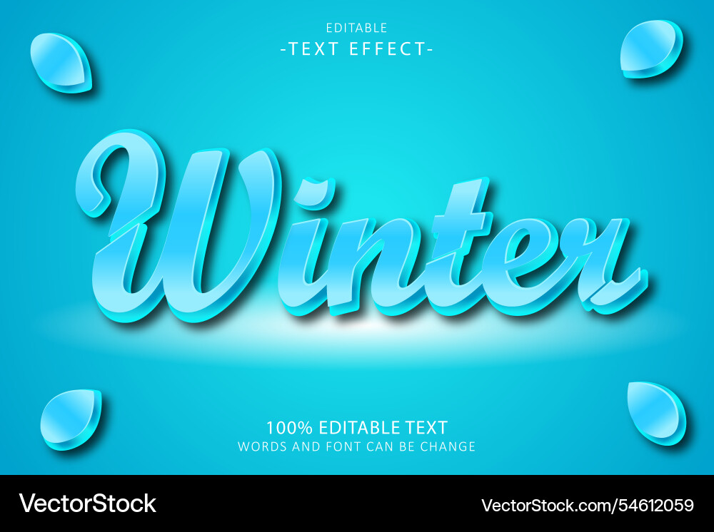 Winter editable text effect 3d emboss modern style Winter editable text effect 3d emboss modern style Vector Image