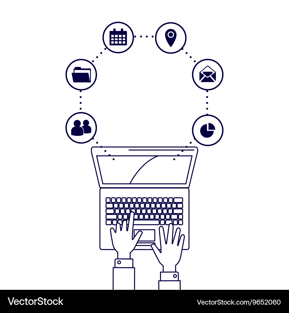 Computer network line style vector image