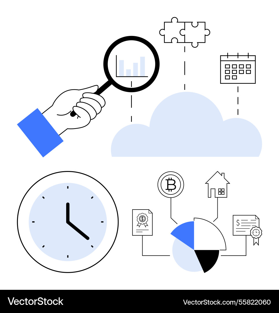 Data analysis and cloud integration with puzzle Data analysis and cloud integration with puzzle vector image