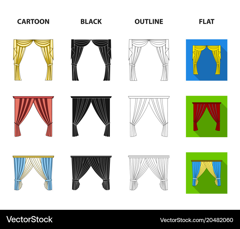 Different types of window curtainscurtains set Vector Image