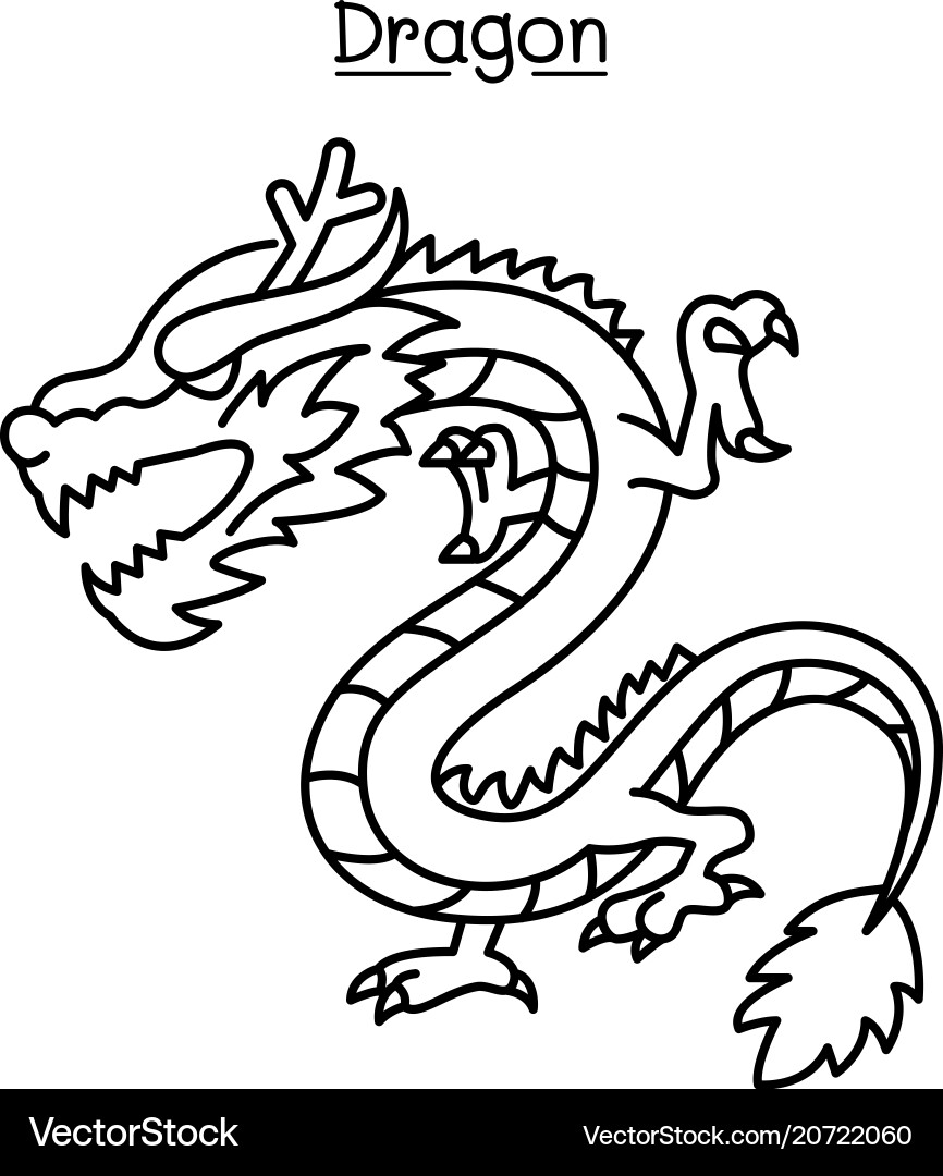 Dragon in thin line style Dragon in thin line style vector image