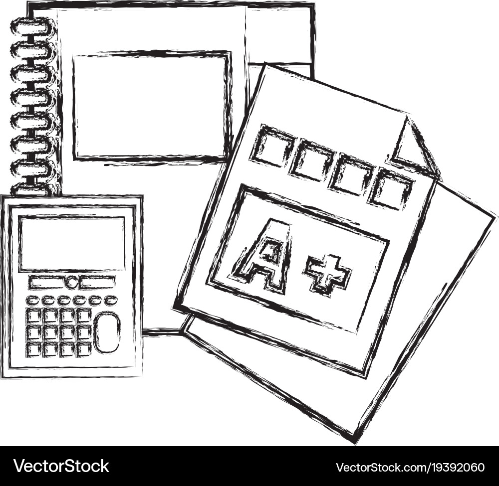 Figure notebook and calculator object vector image