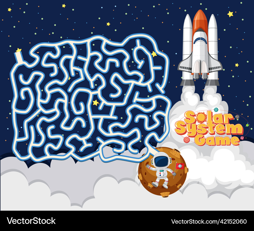 Game template with space theme background Vector Image