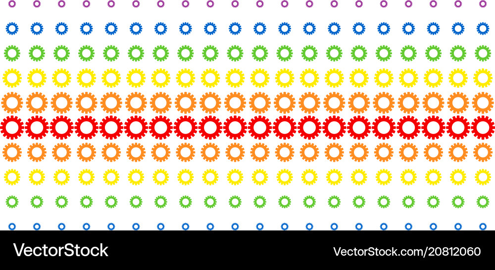 Gear shape halftone spectrum array Gear shape halftone spectrum array Vector Image