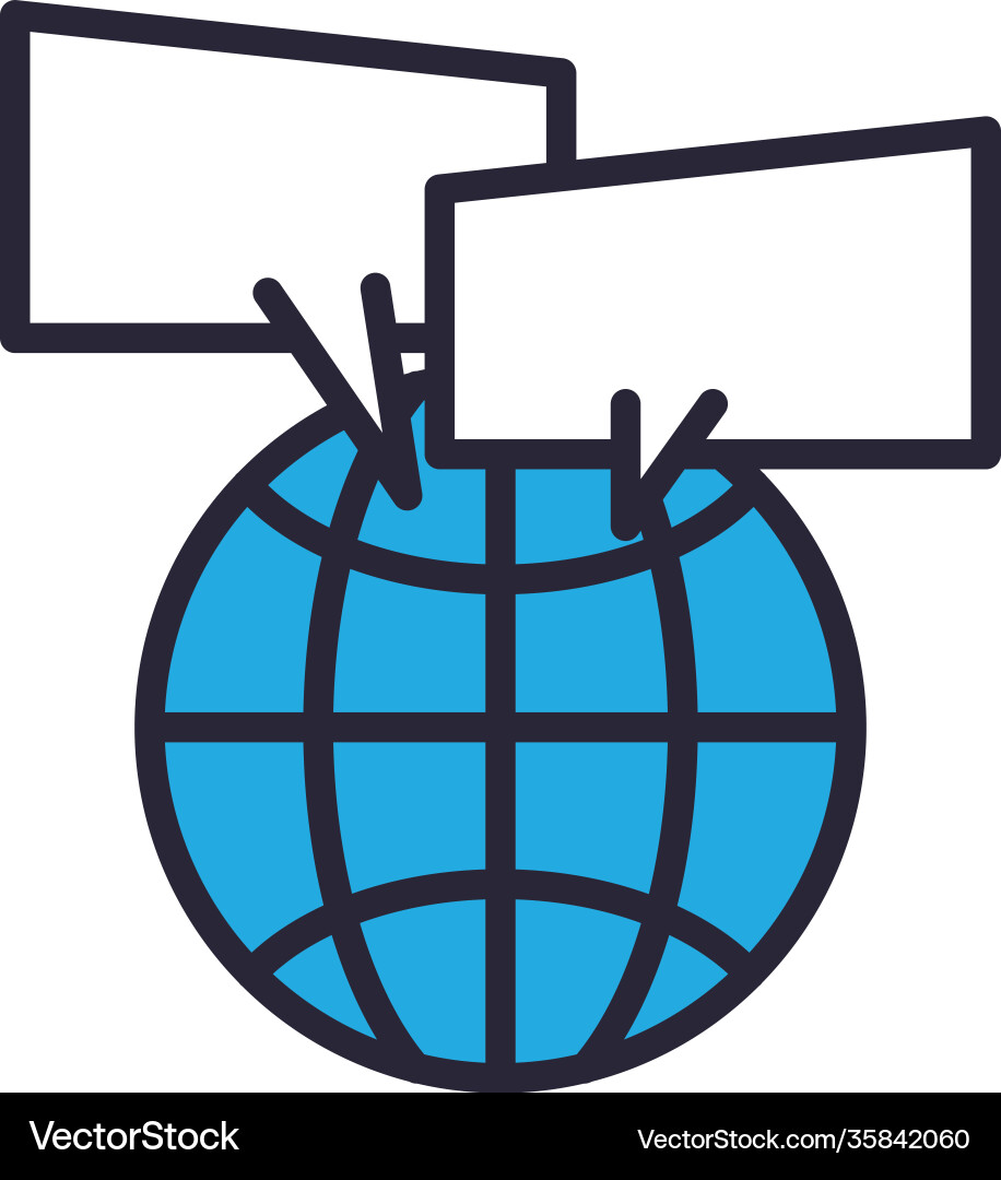 Global sphere with bubbles line and fill style Vector Image