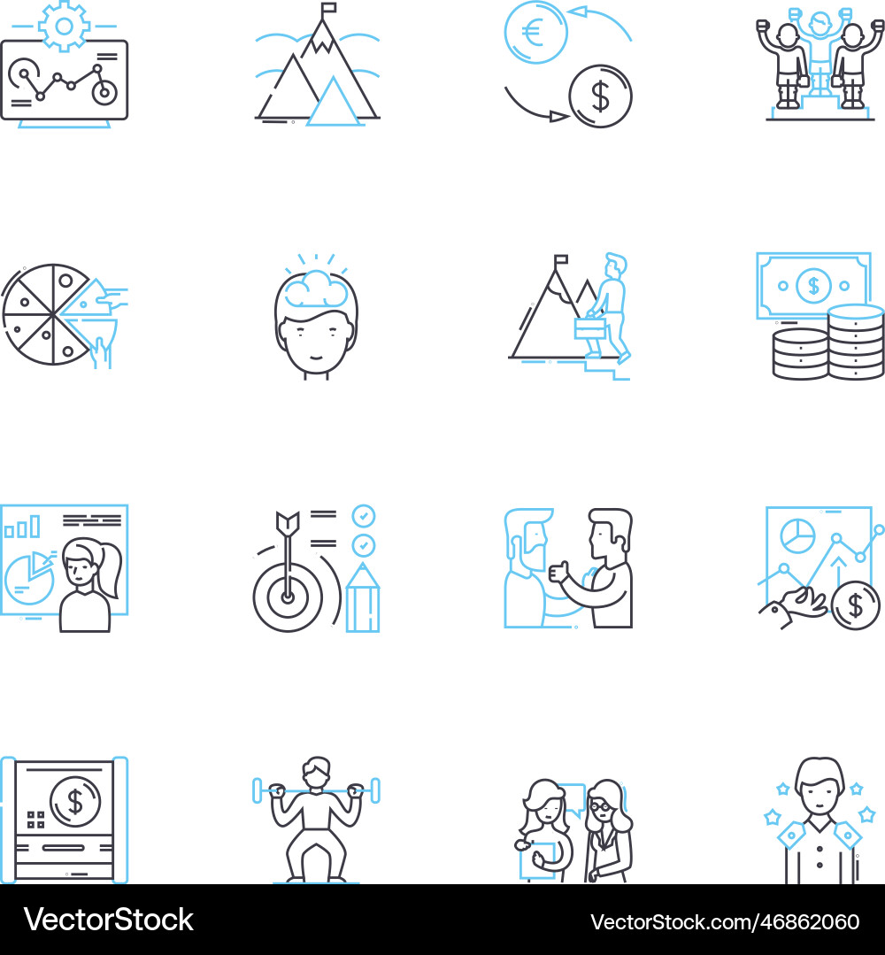 Growth metrics linear icons set analytics vector image