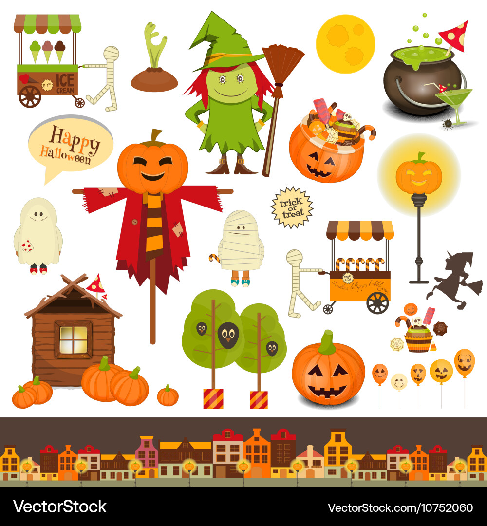 Halloween Trick or Treat Symbols Vector Image