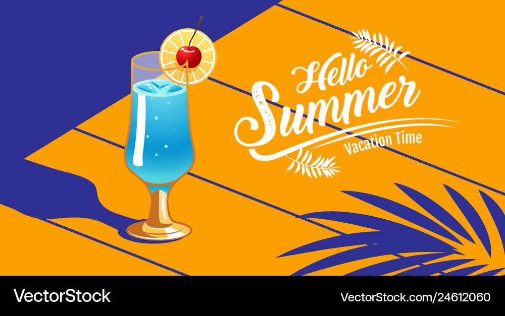 Hello summer template design tropical amp Vector Image
