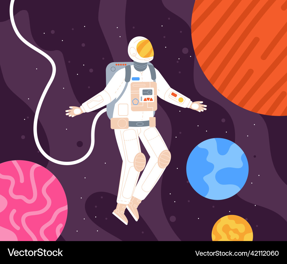 Man in cosmic spacesuite colorful astronaut Man in cosmic spacesuite colorful astronaut vector image