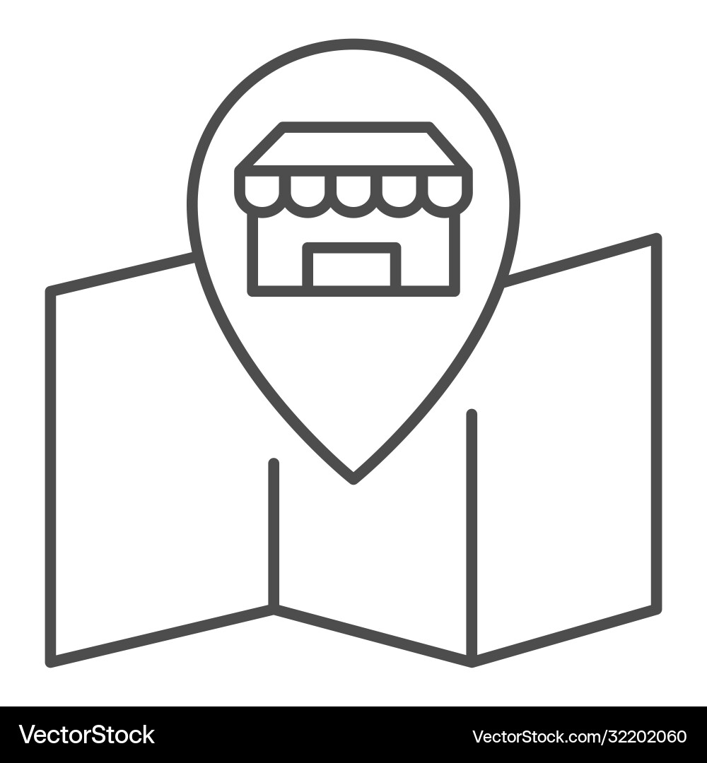 Map and store pointer thin line icon shopping Map and store pointer thin line icon shopping vector image