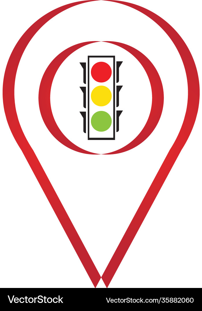 Map pointer traffic light signal - icon Map pointer traffic light signal - icon Vector Image