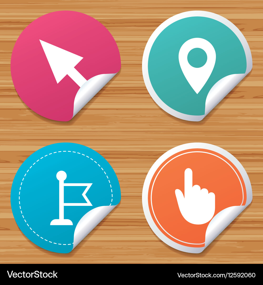 Mouse cursor icon hand or flag pointer symbols vector image