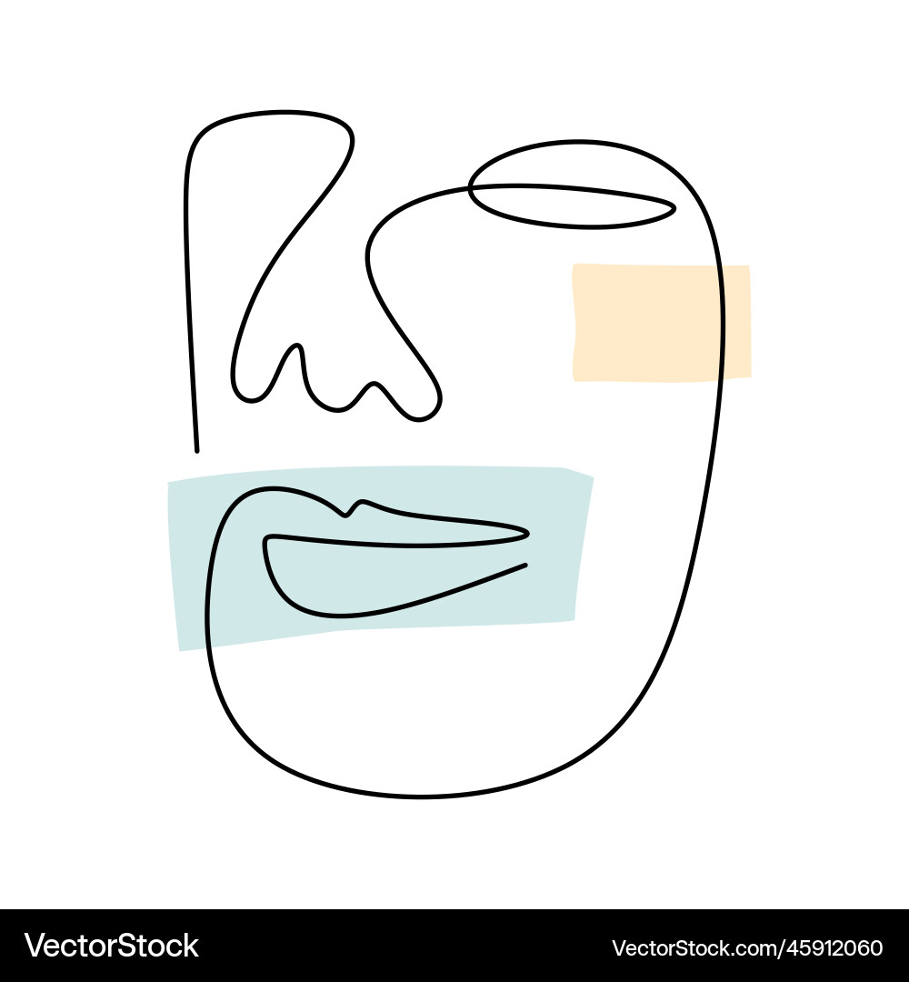 One continuous line drawing of abstract face One continuous line drawing of abstract face vector image