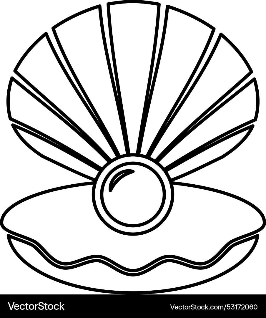 Pearl in seashell shell with pearlized inside Vector Image