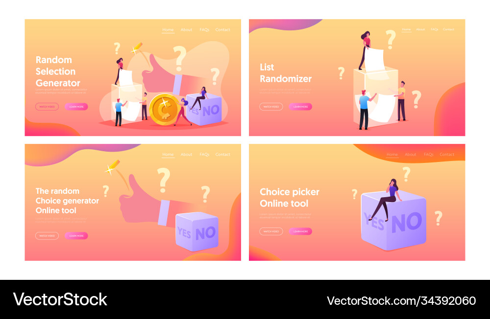 Random selection landing page template set tiny Vector Image