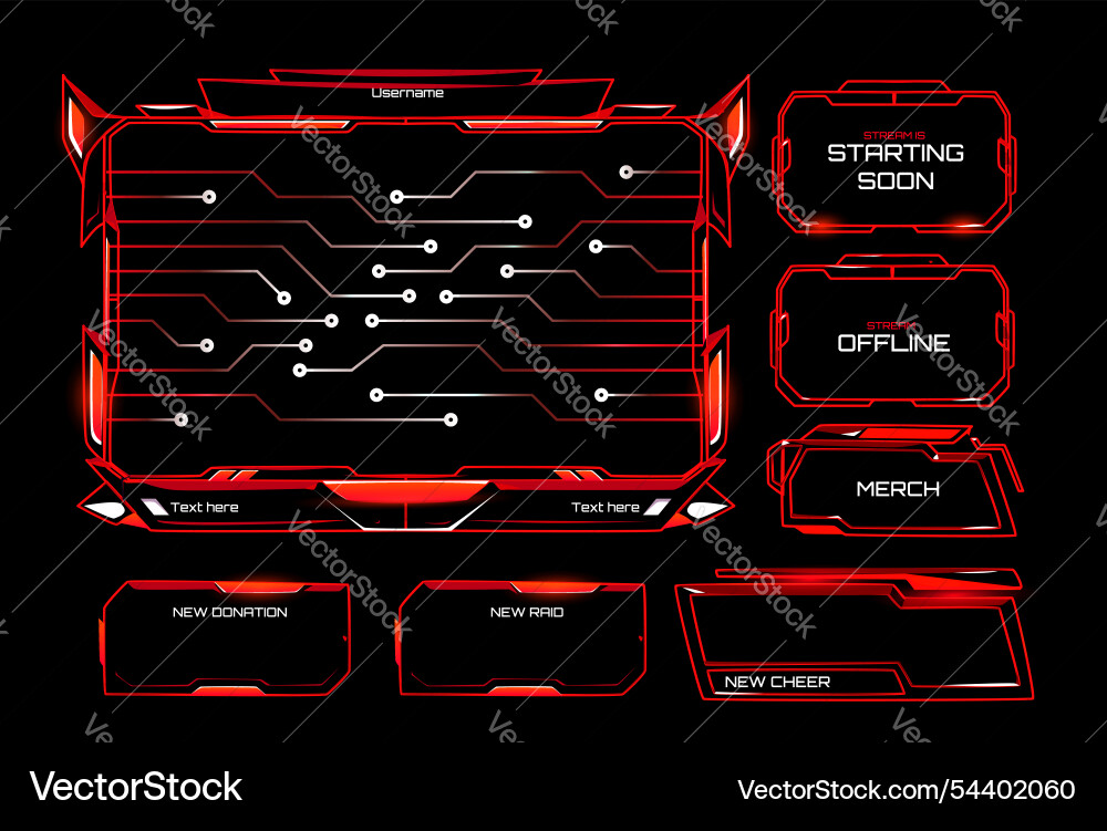 Shooter game and streaming red frame Shooter game and streaming red frame vector image