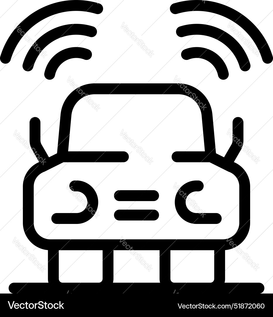 Smart car sending and receiving signals with its Smart car sending and receiving signals with its vector image