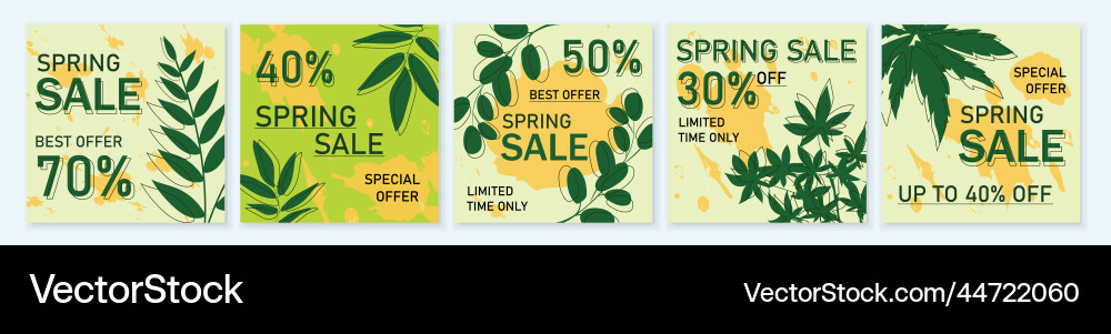 Spring sale square template set for ads posts Spring sale square template set for ads posts vector image