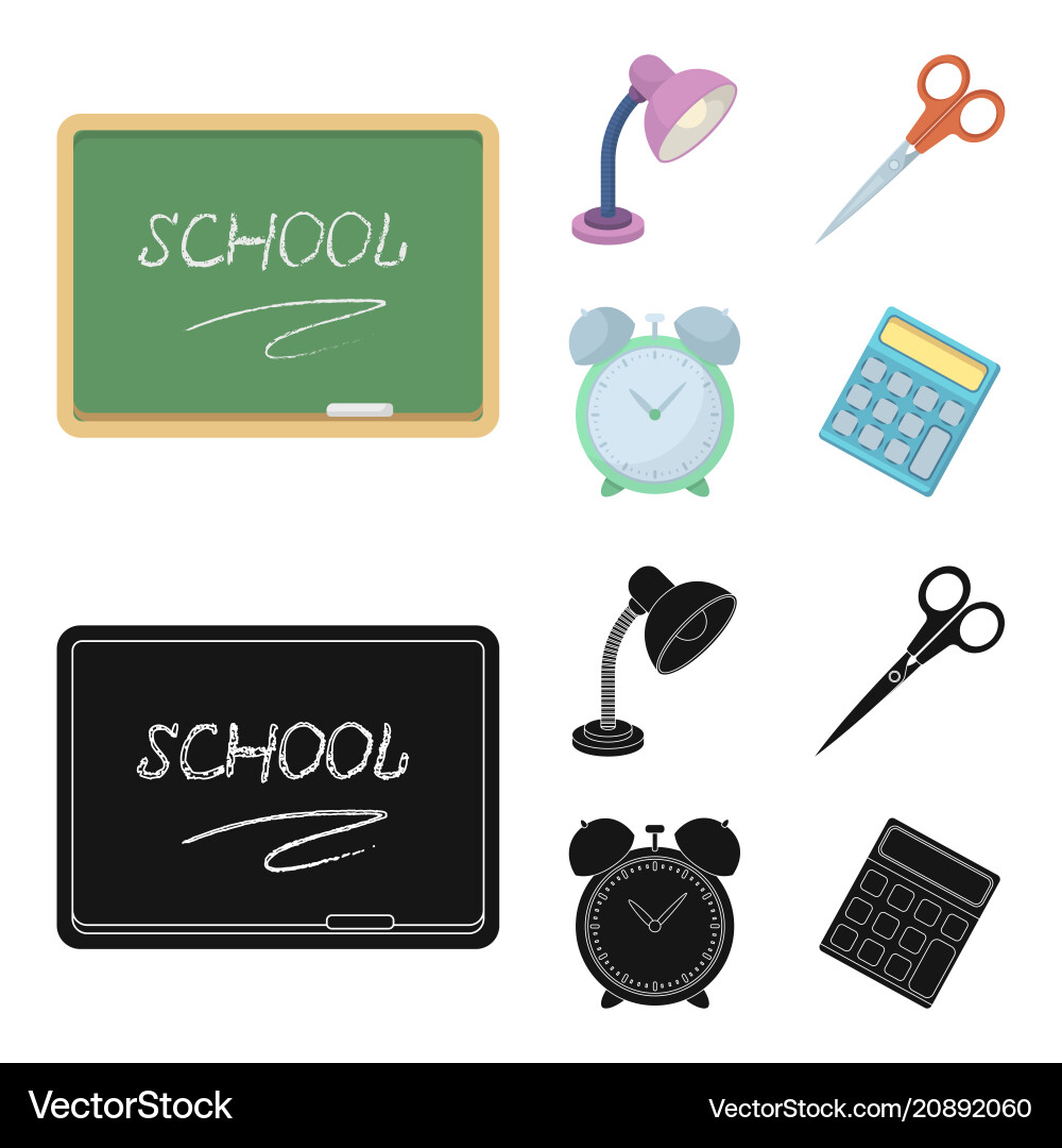 Table lamp scissors alarm clock calculator vector image