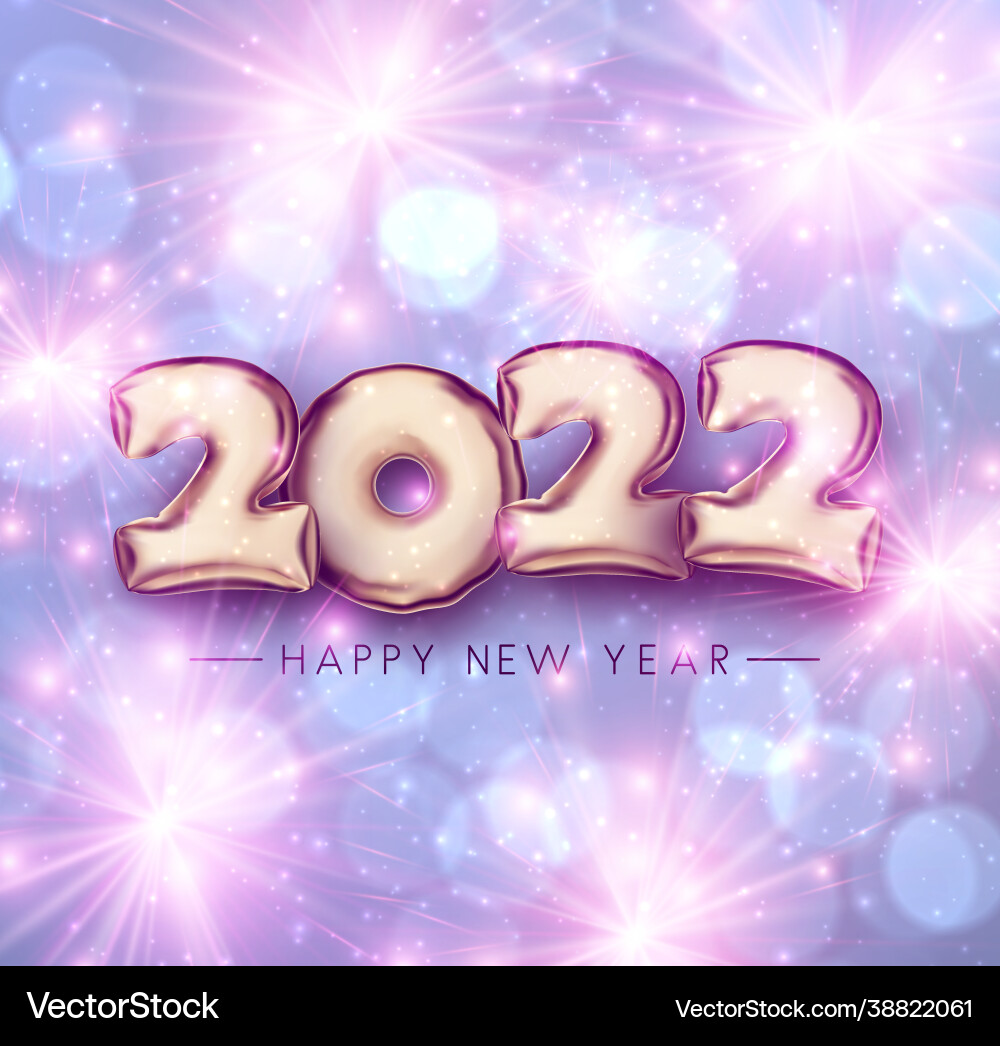2022 violett leuchtend bokeh ballon sign Vektorbild