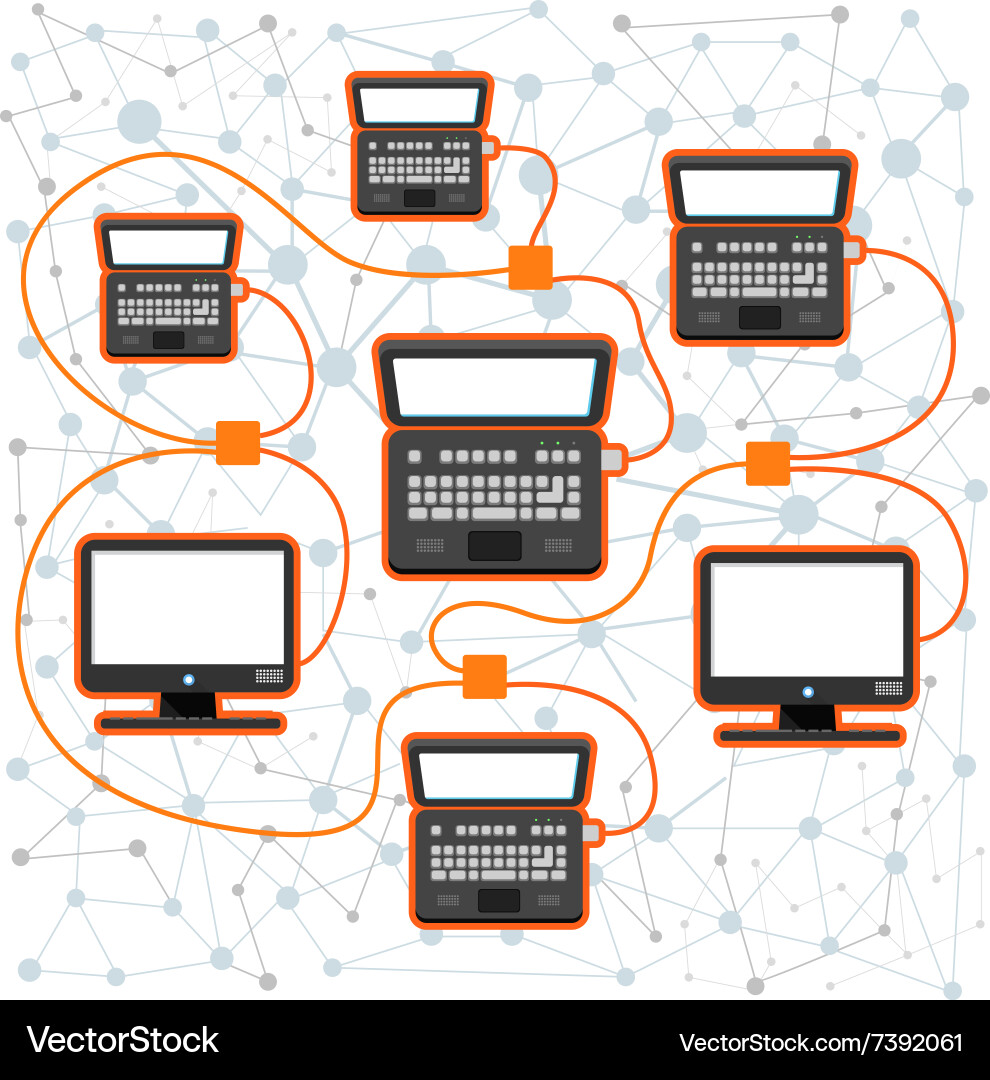 Abstract scheme of modern computer network Vector Image