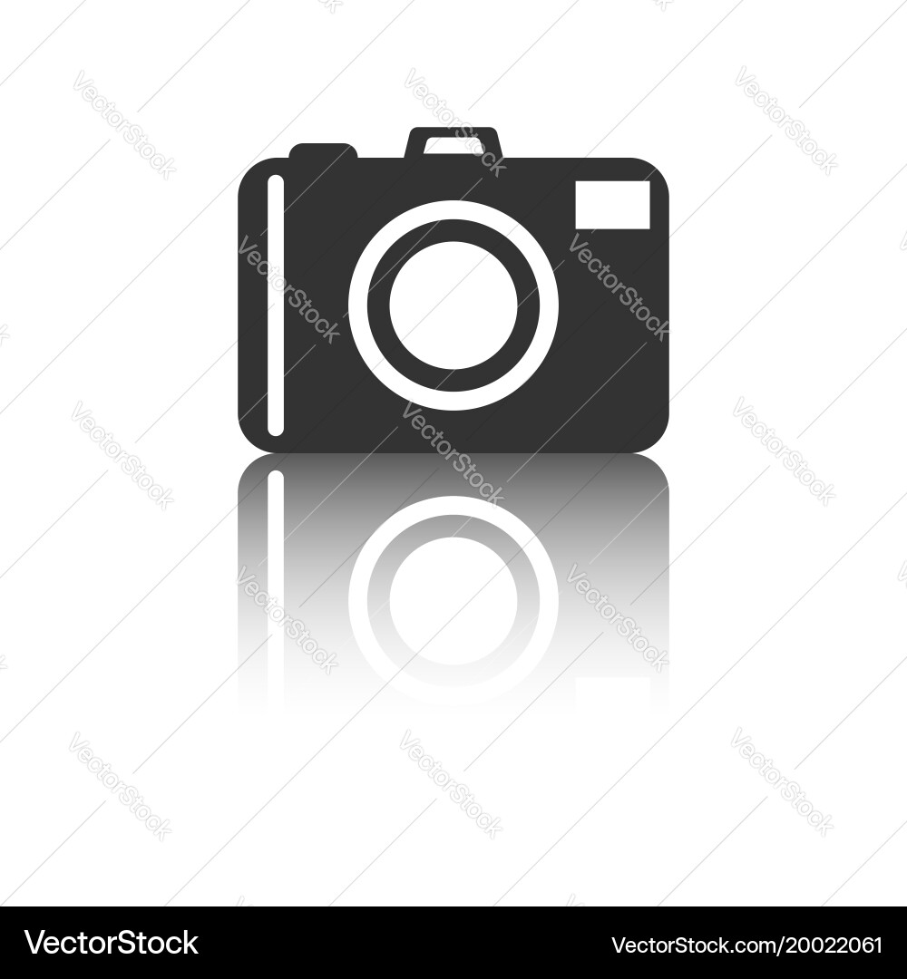 Camera icon with reflection effect on white vector image