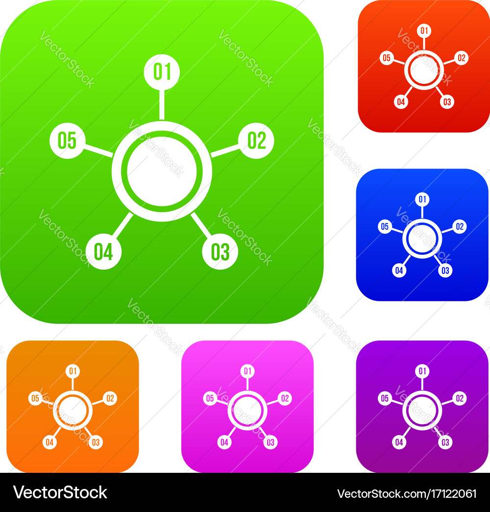 Circle chart with numbers set collection vector image