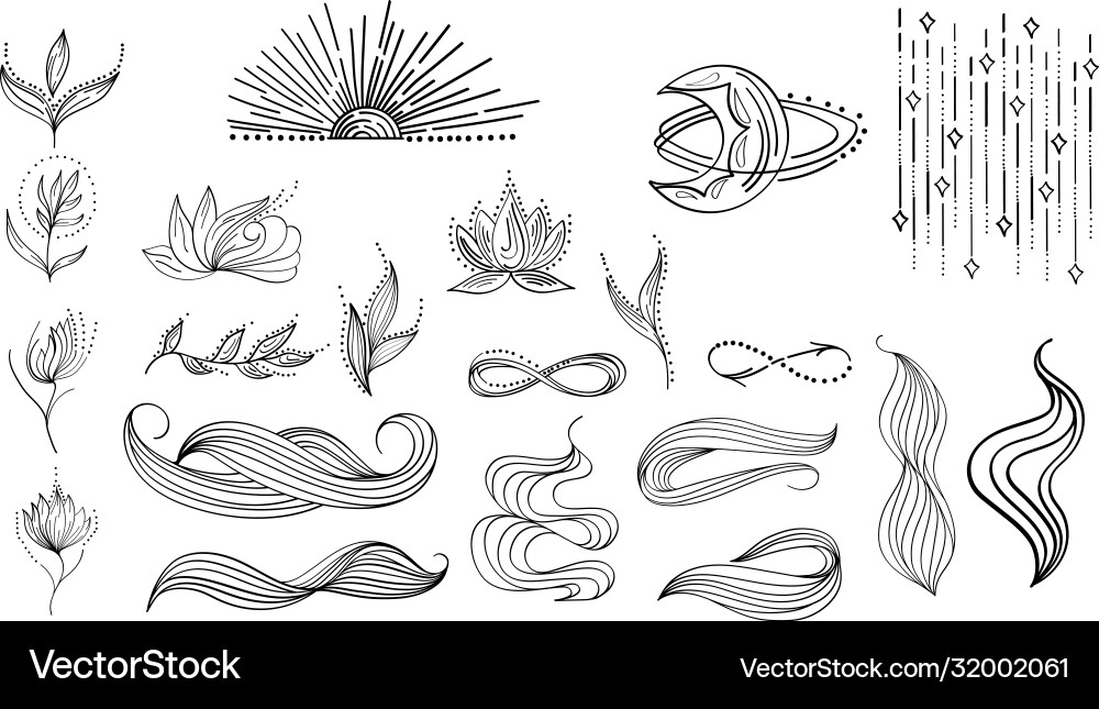 Collection mystical and mysterious objects Vector Image