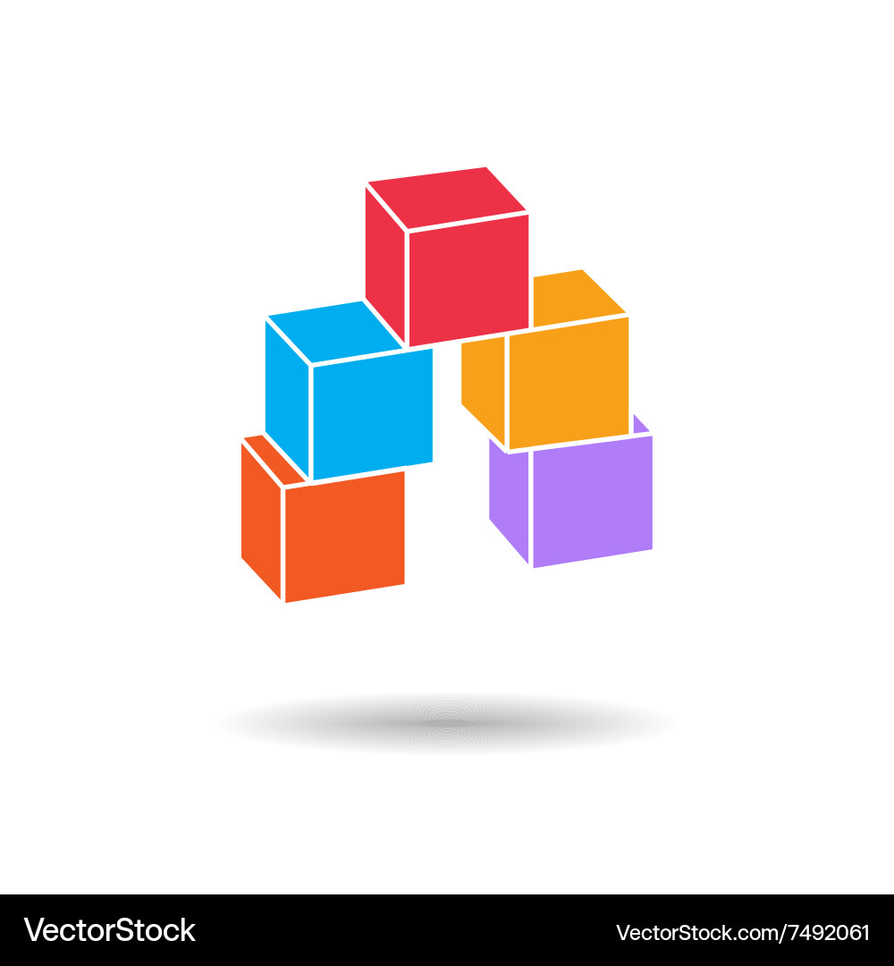 Cube composition icon perspective view pyramid vector image