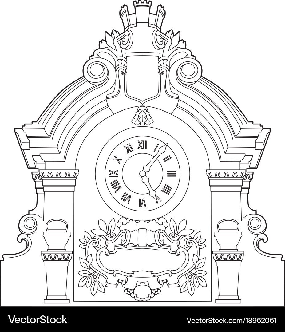 Detailed Clock Face Drawing vector image