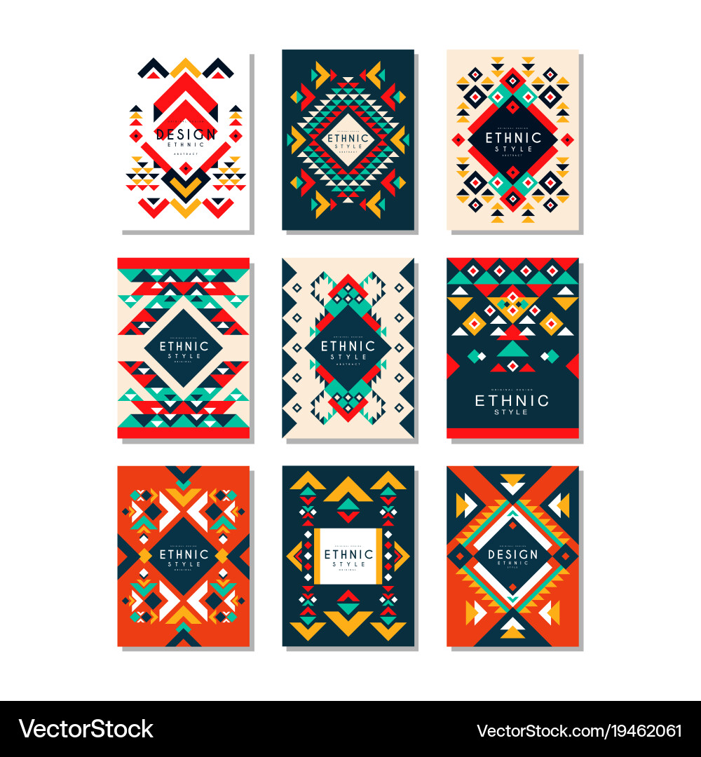 Ethnic Pattern Card Templates Royalty Free Vector Image