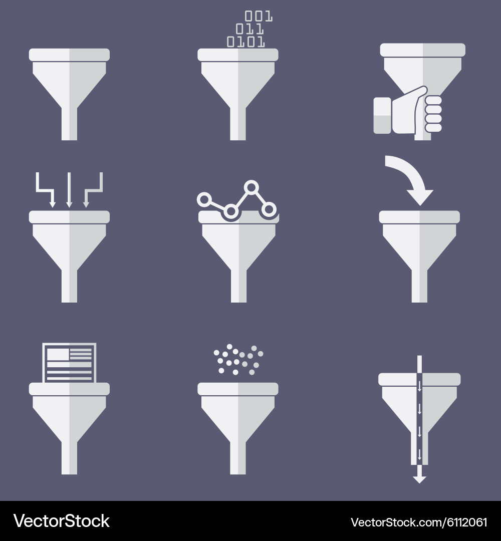Filter Icons - Data Stream Set vector image