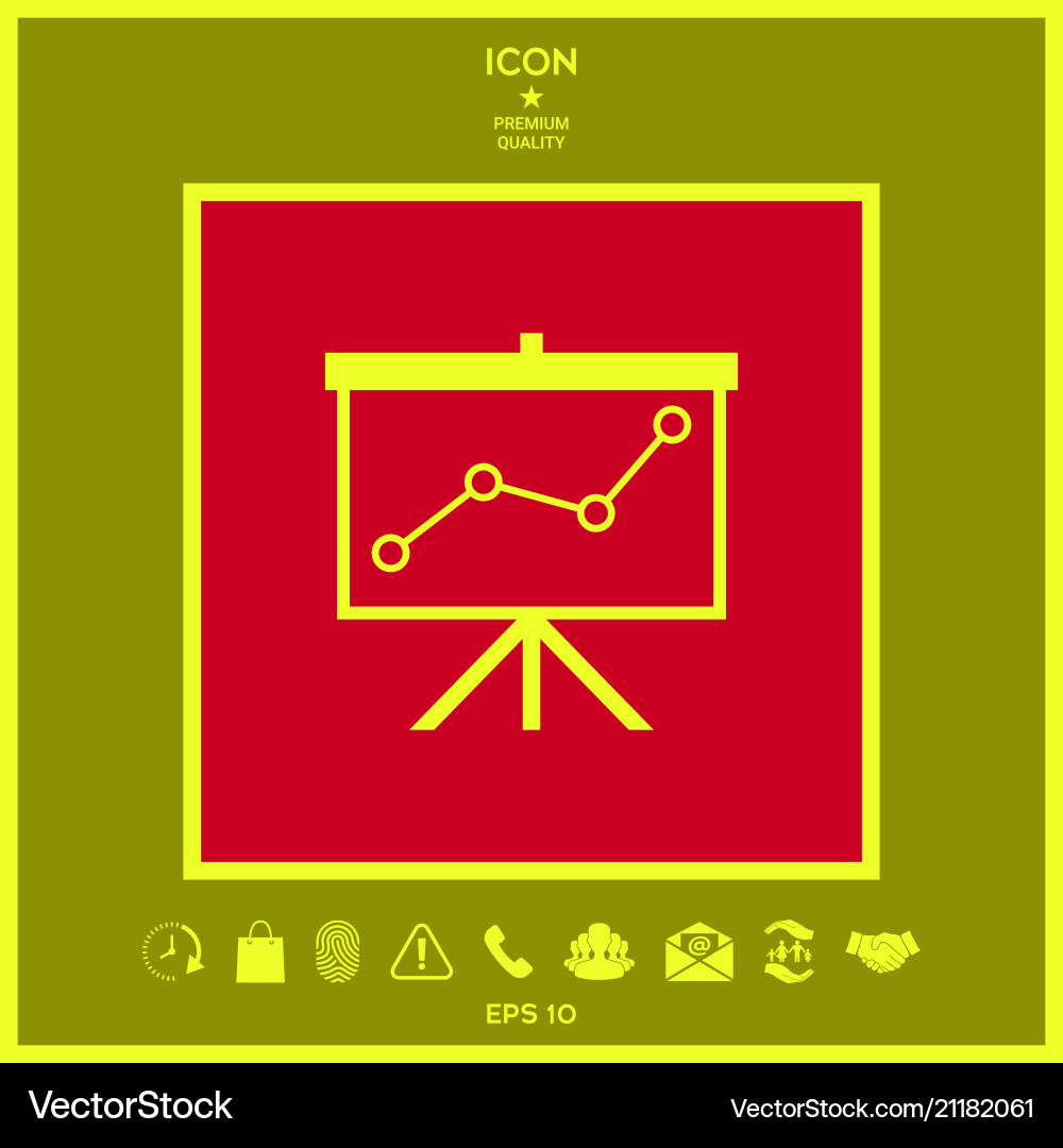 Flip-chart projection screen with a graph vector image