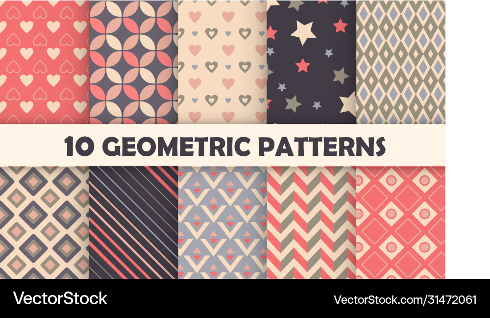 Geometric Seamless Pattern Set vector image