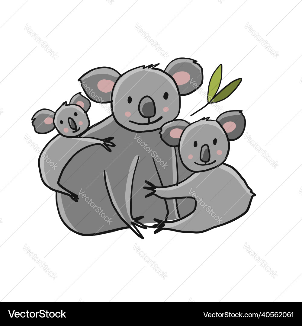 Koala family mother with baby sketch for your Vector Image