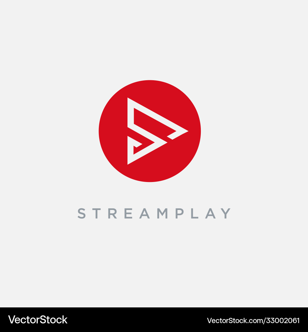 Letter s for stream play logo icon template vector image