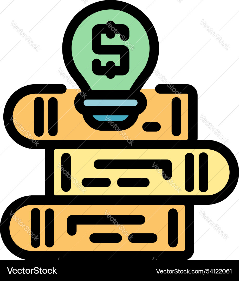 Light bulb with dollar sign resting on stack Vector Image