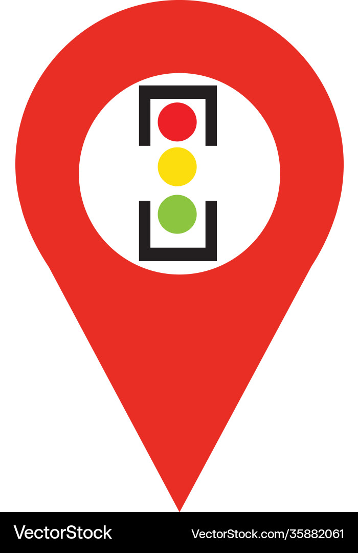 Map pointer traffic light signal - icon Map pointer traffic light signal - icon Vector Image