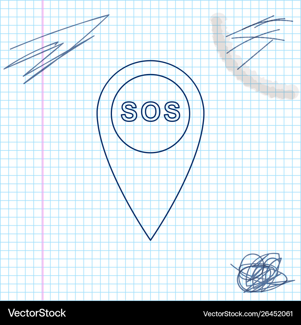 Marker location with sos line sketch icon isolated Marker location with sos line sketch icon isolated vector image