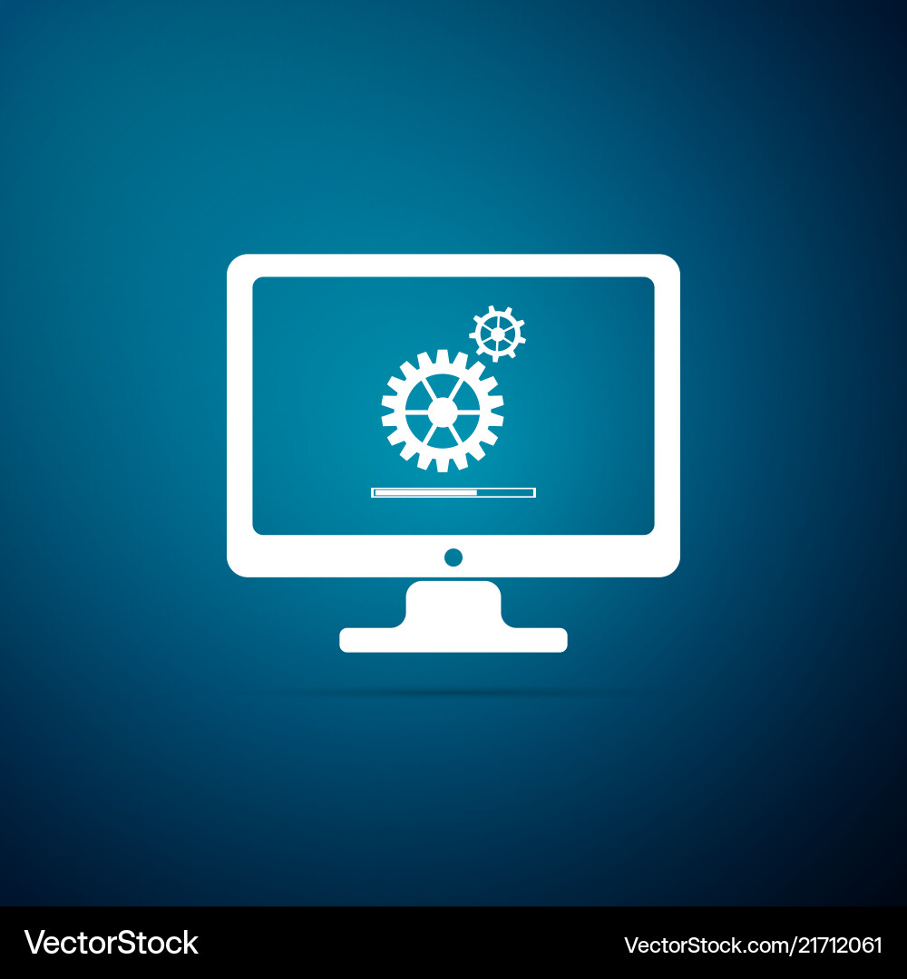 Monitor update process with loading bar Monitor update process with loading bar vector image