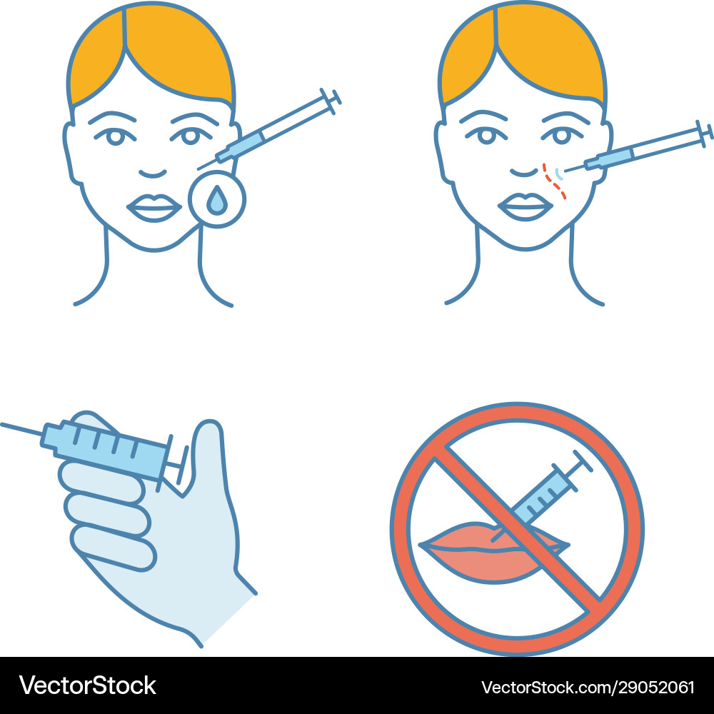 Neurotoxin injection color icons set Neurotoxin injection color icons set vector image