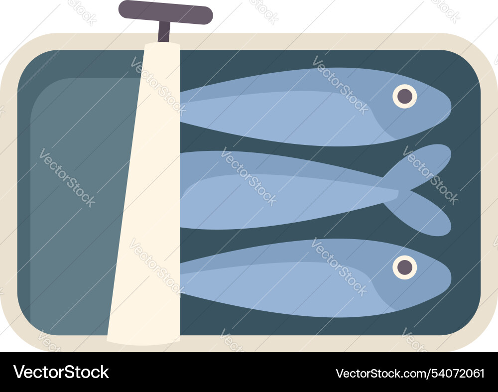 Open rectangular tin can full of sardines Open rectangular tin can full of sardines vector image