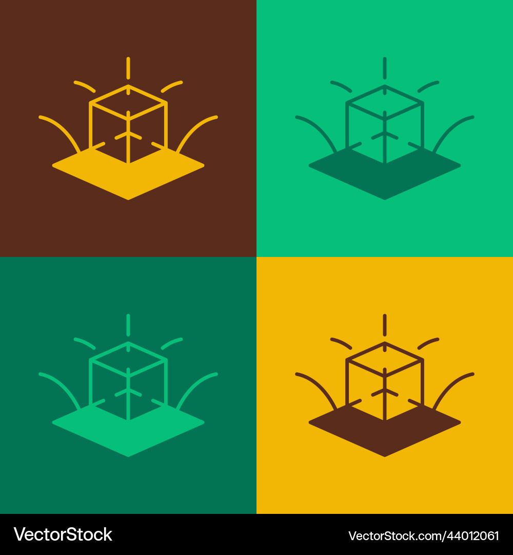 Pop art 3d modeling icon isolated on color Pop art 3d modeling icon isolated on color Vector Image
